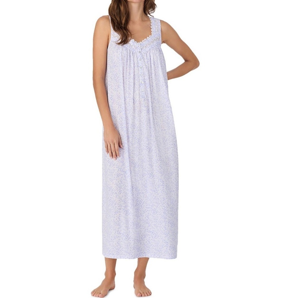 Eileen West Ballet Nightgown Lavender Ditsy Vine Lace Cotton Modal E00130 L